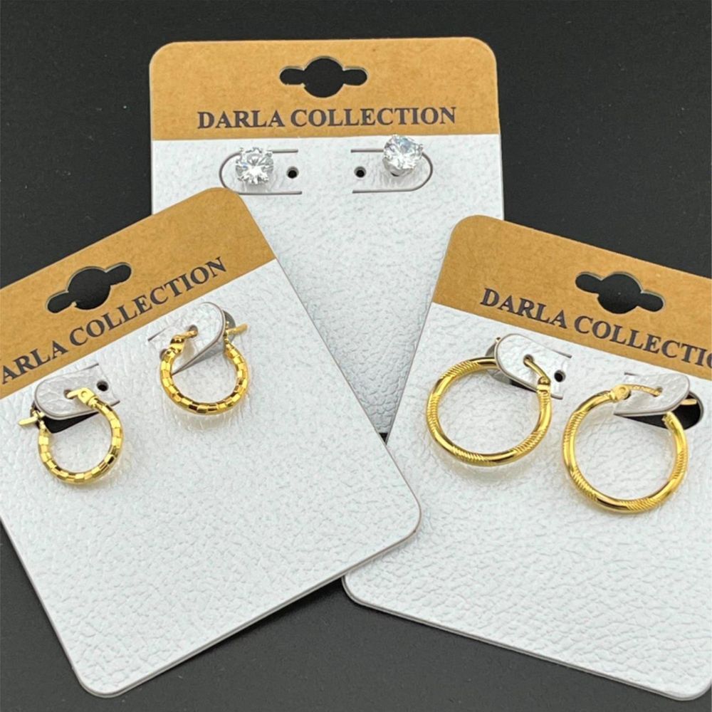 Darla Collection 3-Piece Rhinestone Stud and Gold Overlay Hoop Earrings NWT